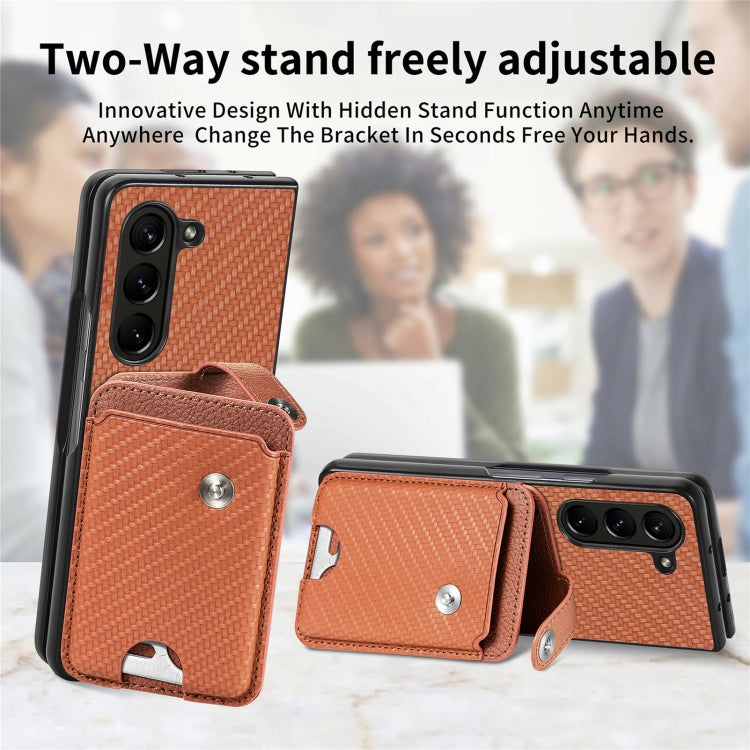For Samsung Galaxy Z Fold6 5G Card Wallet Kickstand Back Phone Case with Tool Knife
