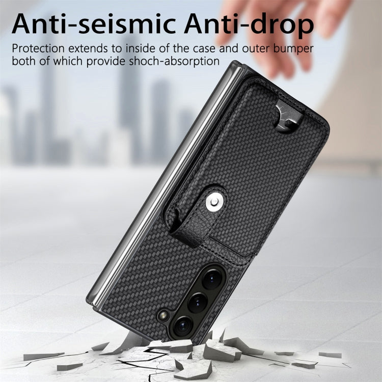 For Samsung Galaxy Z Fold6 5G Card Wallet Kickstand Back Phone Case with Tool Knife