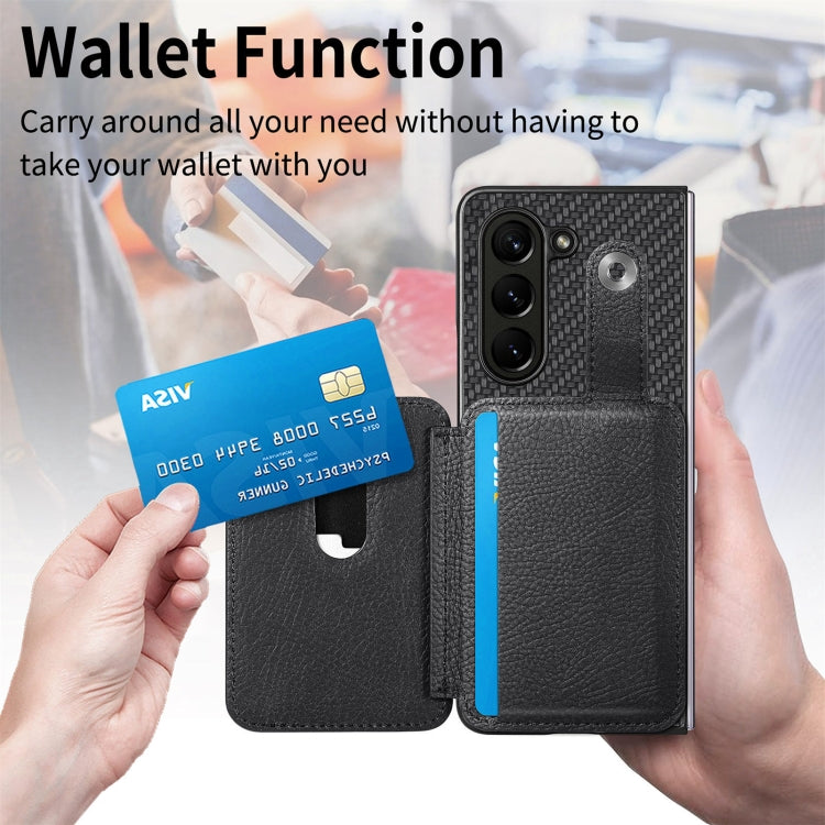 For Samsung Galaxy Z Fold6 5G Card Wallet Kickstand Back Phone Case with Tool Knife