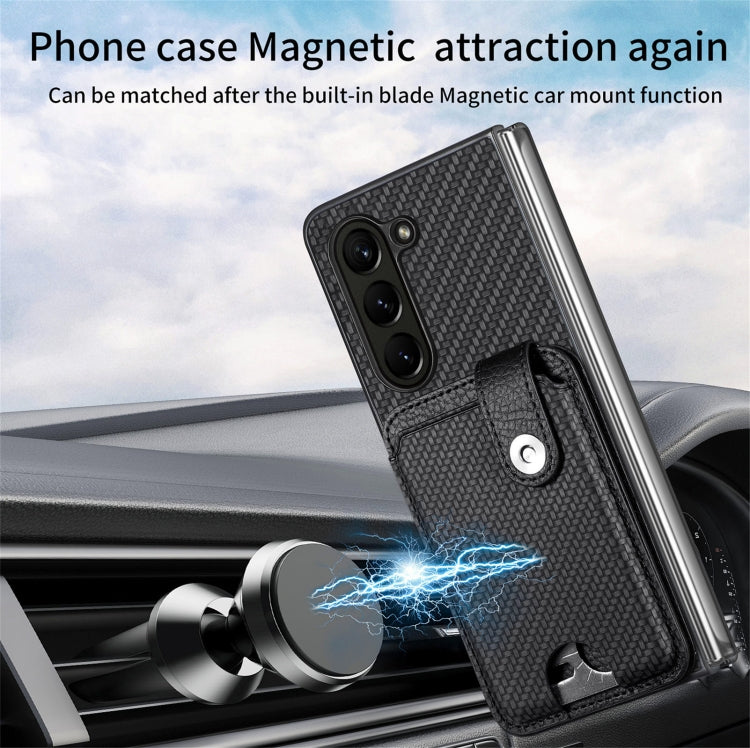 For Samsung Galaxy Z Fold6 5G Card Wallet Kickstand Back Phone Case with Tool Knife