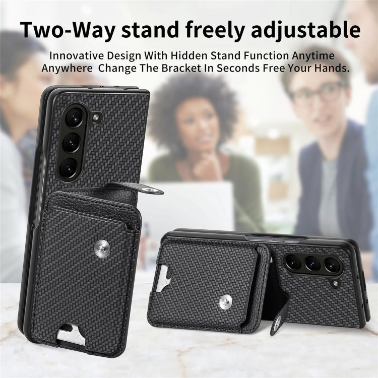 For Samsung Galaxy Z Fold6 5G Card Wallet Kickstand Back Phone Case with Tool Knife