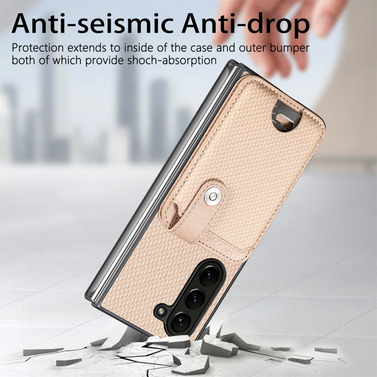 For Samsung Galaxy Z Fold6 5G Card Wallet Kickstand Back Phone Case with Tool Knife