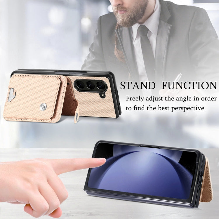 For Samsung Galaxy Z Fold6 5G Card Wallet Kickstand Back Phone Case with Tool Knife