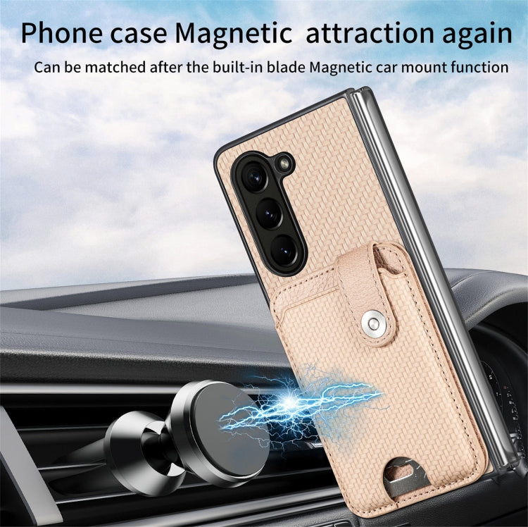For Samsung Galaxy Z Fold6 5G Card Wallet Kickstand Back Phone Case with Tool Knife