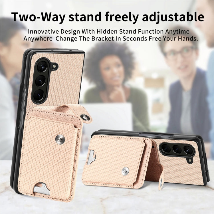 For Samsung Galaxy Z Fold6 5G Card Wallet Kickstand Back Phone Case with Tool Knife