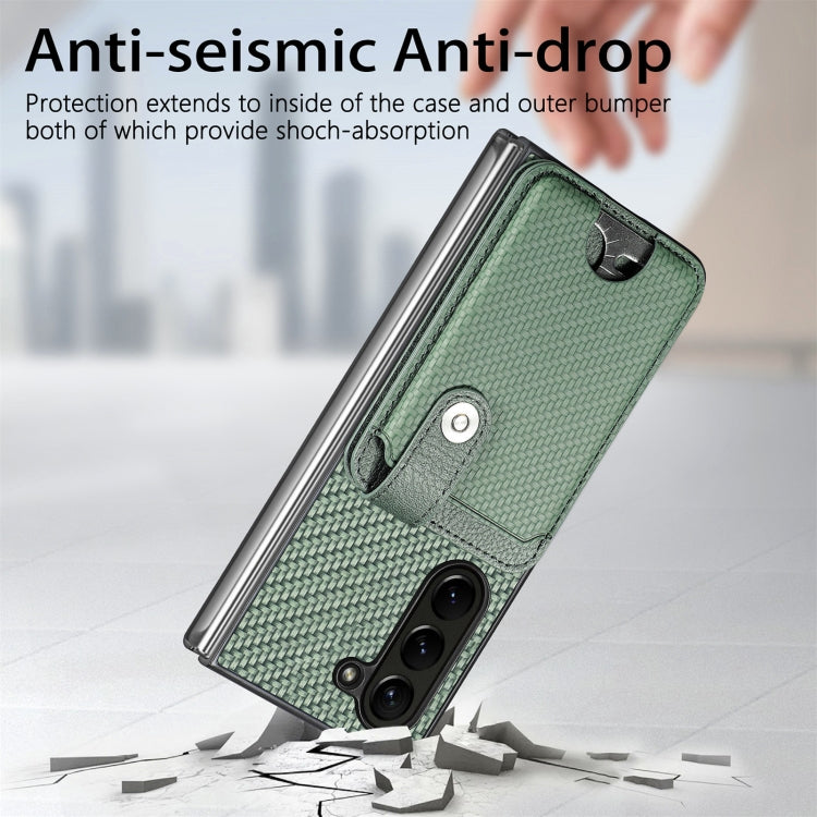 For Samsung Galaxy Z Fold6 5G Card Wallet Kickstand Back Phone Case with Tool Knife