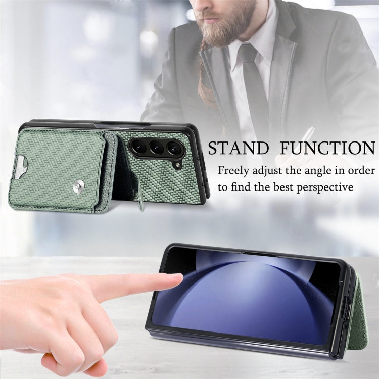 For Samsung Galaxy Z Fold6 5G Card Wallet Kickstand Back Phone Case with Tool Knife