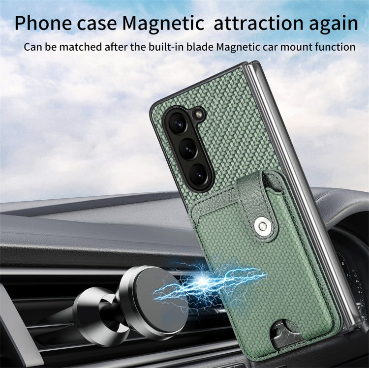For Samsung Galaxy Z Fold6 5G Card Wallet Kickstand Back Phone Case with Tool Knife