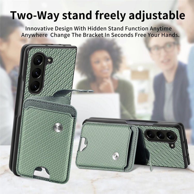 For Samsung Galaxy Z Fold6 5G Card Wallet Kickstand Back Phone Case with Tool Knife