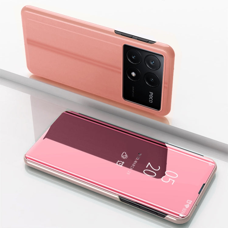 For Xiaomi Poco F6 Pro Plated Mirror Horizontal Flip Leather Phone Case with Holder