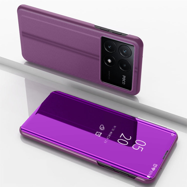 For Xiaomi Poco F6 Pro Plated Mirror Horizontal Flip Leather Phone Case with Holder