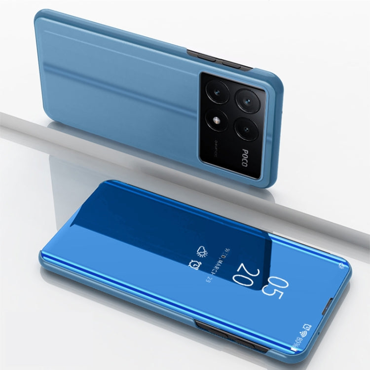 For Xiaomi Poco F6 Pro Plated Mirror Horizontal Flip Leather Phone Case with Holder