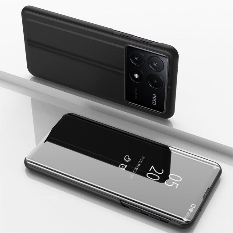 For Xiaomi Poco F6 Pro Plated Mirror Horizontal Flip Leather Phone Case with Holder