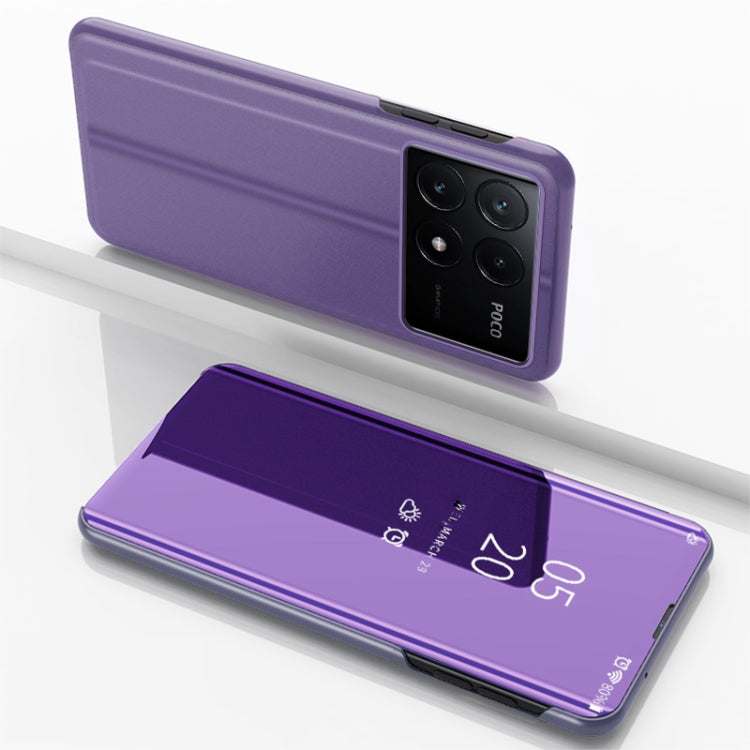 For Xiaomi Poco F6 Pro Plated Mirror Horizontal Flip Leather Phone Case with Holder