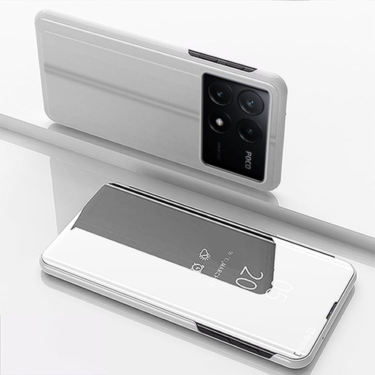 For Xiaomi Poco F6 Pro Plated Mirror Horizontal Flip Leather Phone Case with Holder
