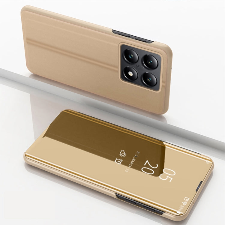 For Xiaomi 14T Pro Plated Mirror Horizontal Flip Leather Phone Case with Holder