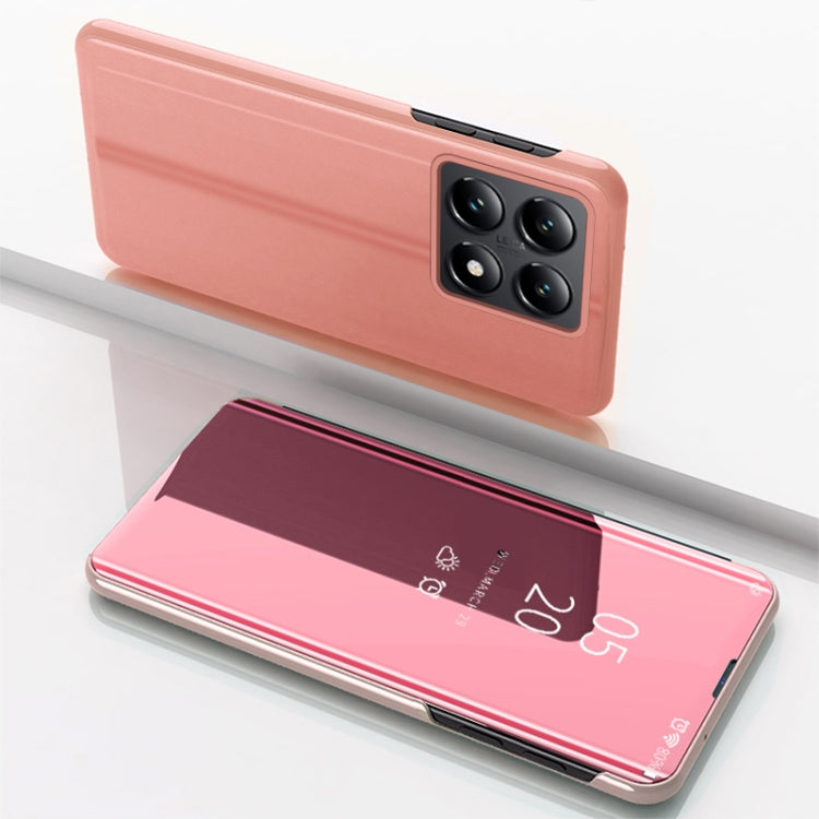 For Xiaomi 14T Plated Mirror Horizontal Flip Leather Phone Case with Holder