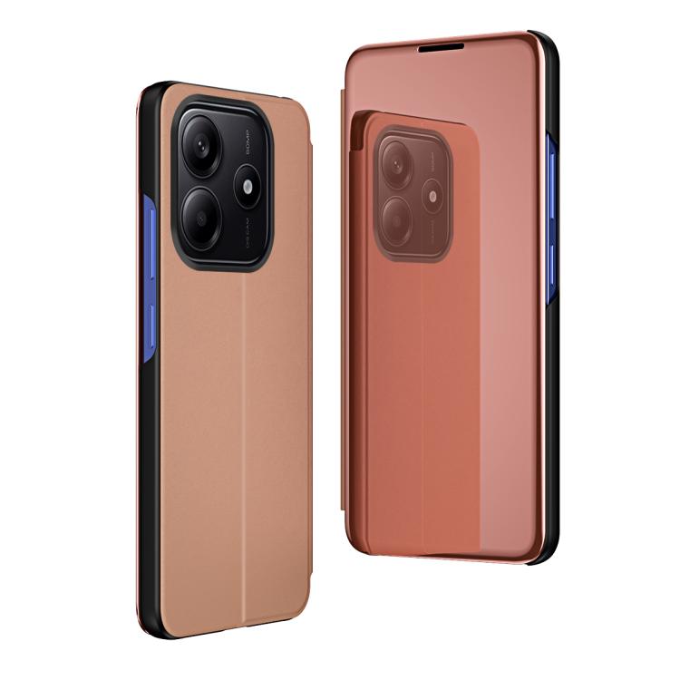 For Redmi Note 14 4G 163.25mm Plated Mirror Horizontal Flip Leather Phone Case with Holder