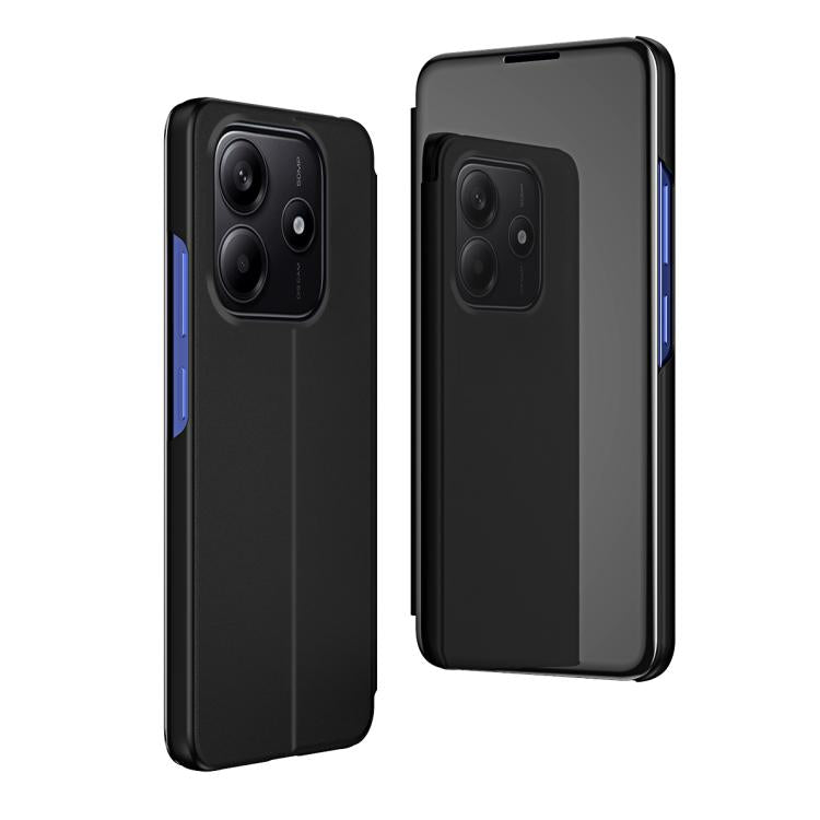 For Redmi Note 14 4G 163.25mm Plated Mirror Horizontal Flip Leather Phone Case with Holder