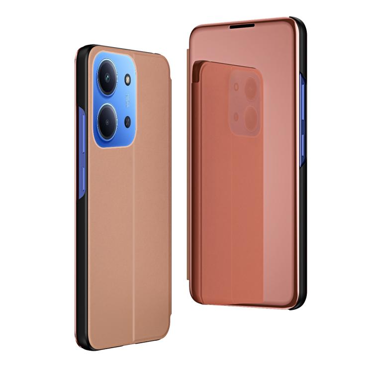 For Redmi 15C 5G / 4G EU 173mm Plated Mirror Horizontal Flip Leather Phone Case with Holder