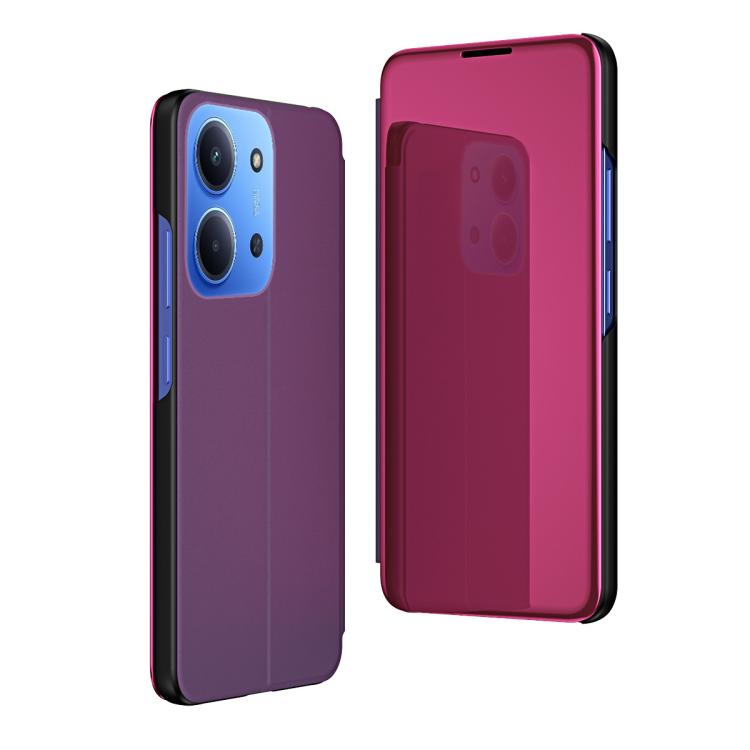 For Redmi 15C 5G / 4G EU 173mm Plated Mirror Horizontal Flip Leather Phone Case with Holder