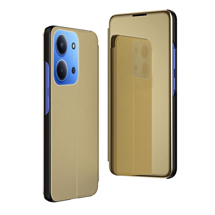 For Redmi 15C 5G / 4G EU 173mm Plated Mirror Horizontal Flip Leather Phone Case with Holder