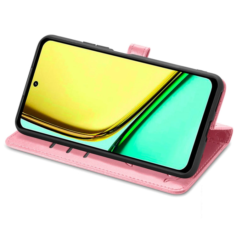 For Realme C67 4G Cat and Dog Embossed Leather Phone Case