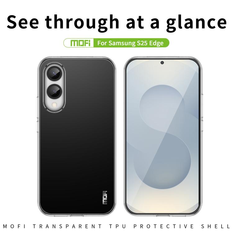 For Samsung Galaxy S25 Edge 5G MOFI Ming Series Ultra-thin TPU Phone Case - Transparent