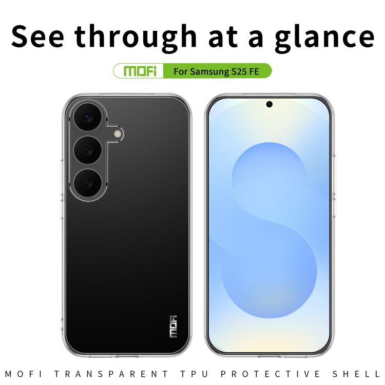 For Samsung Galaxy S25 FE 5G MOFI Ming Series Ultra-thin TPU Phone Case - Transparent