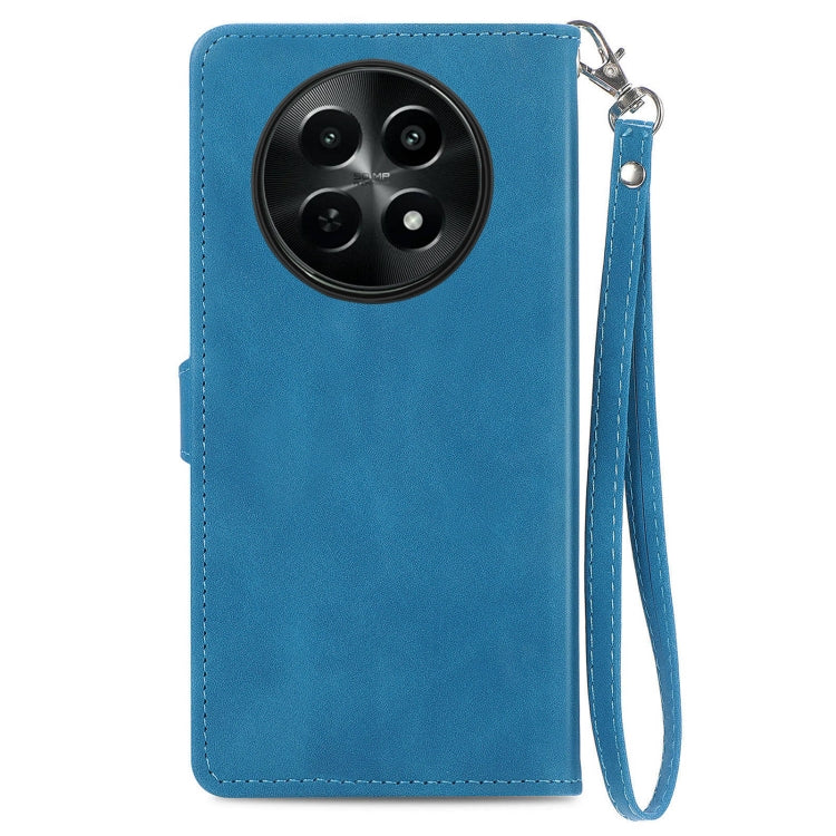For Realme 12 Embossed Flower Zipper Leather Phone Case
