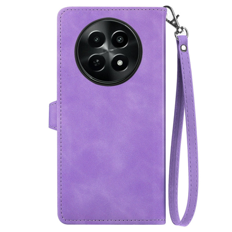 For Realme 12 Embossed Flower Zipper Leather Phone Case
