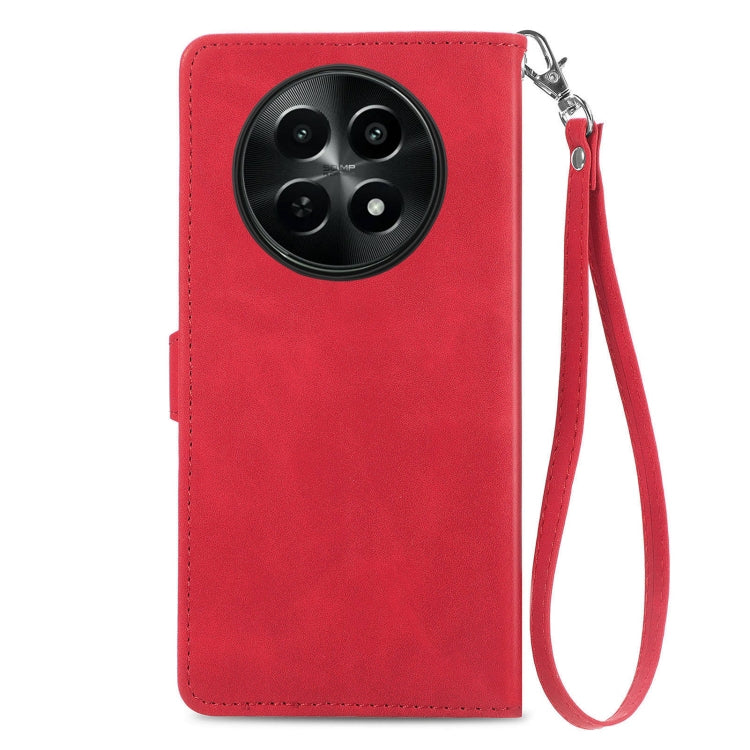 For Realme 12 Embossed Flower Zipper Leather Phone Case