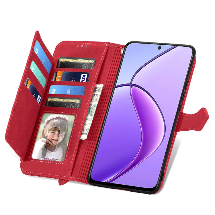 For Realme 12 Embossed Flower Zipper Leather Phone Case