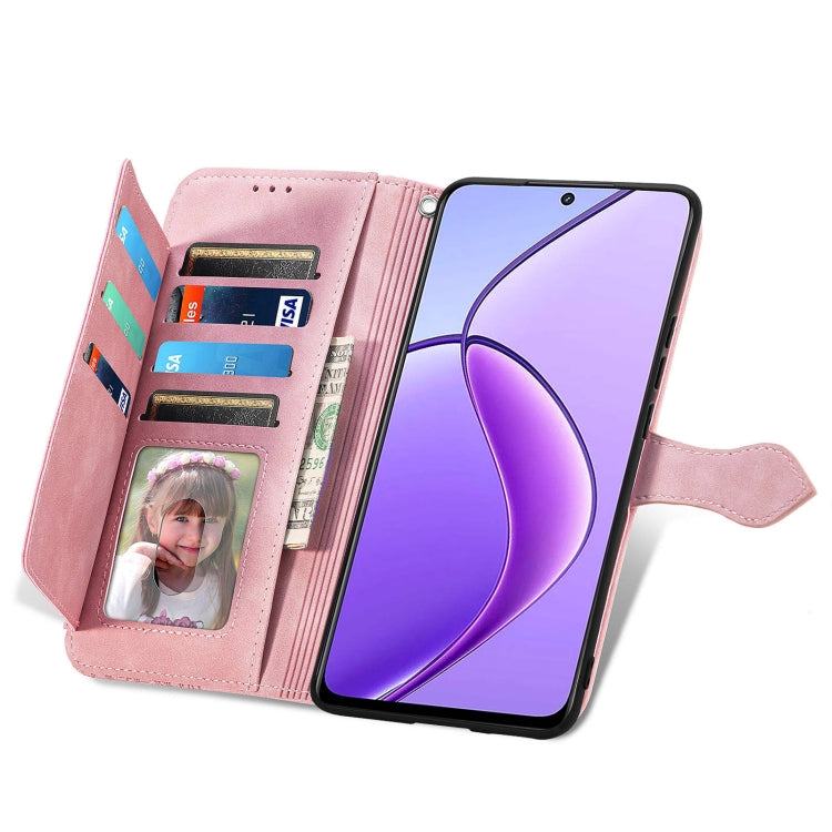 For Realme 12 Embossed Flower Zipper Leather Phone Case