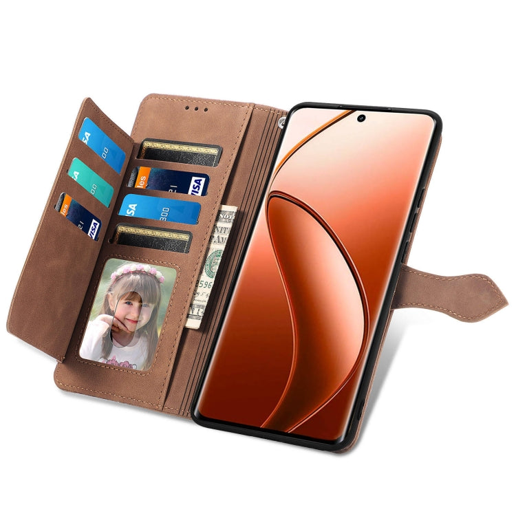 For Realme 12 Pro+ Embossed Flower Zipper Leather Phone Case