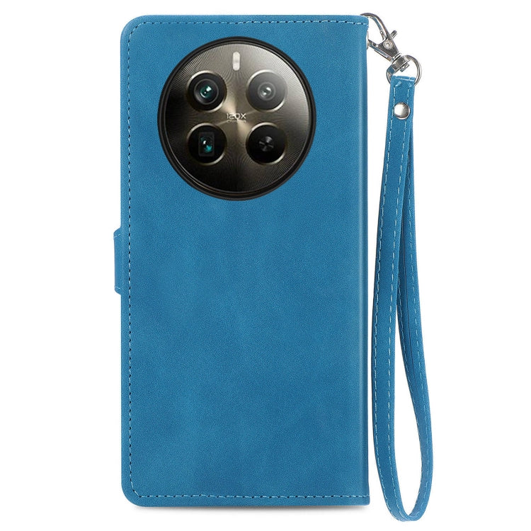 For Realme 12 Pro+ Embossed Flower Zipper Leather Phone Case