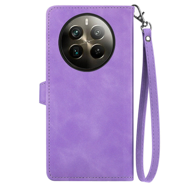 For Realme 12 Pro+ Embossed Flower Zipper Leather Phone Case