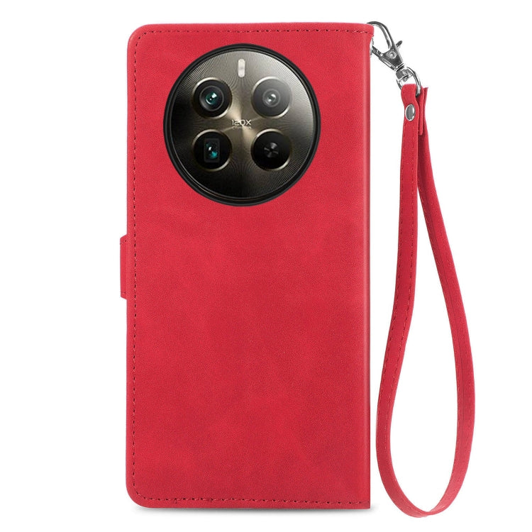 For Realme 12 Pro+ Embossed Flower Zipper Leather Phone Case