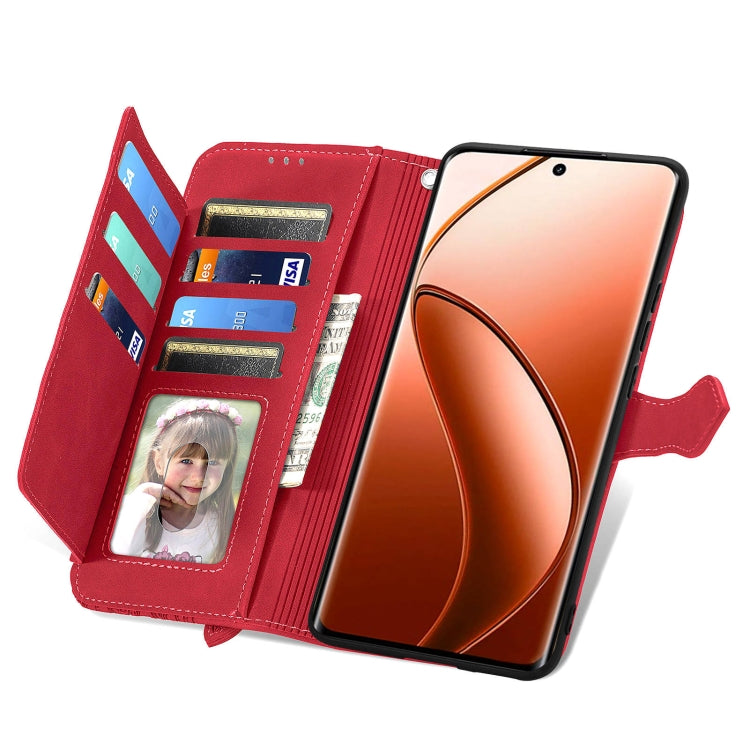 For Realme 12 Pro+ Embossed Flower Zipper Leather Phone Case
