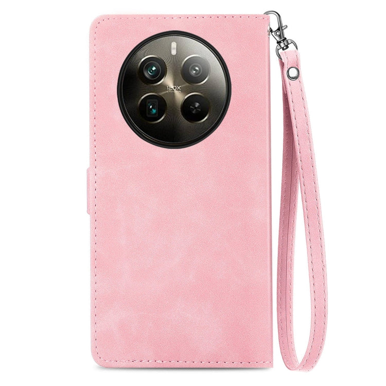 For Realme 12 Pro+ Embossed Flower Zipper Leather Phone Case
