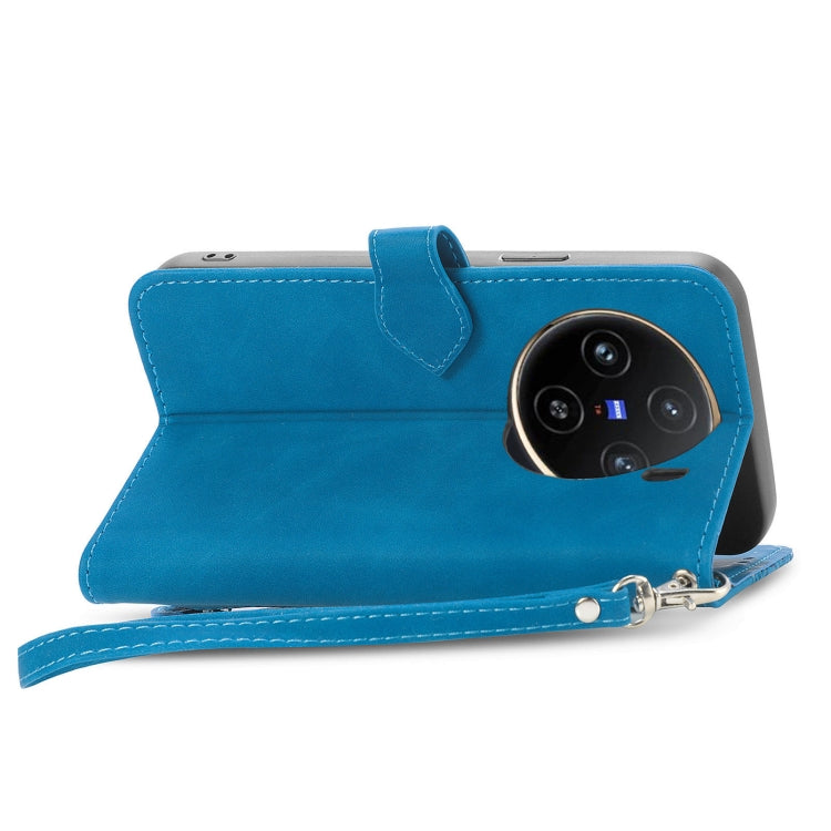For vivo X100 Embossed Flower Zipper Leather Phone Case