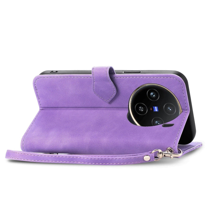 For vivo X100 Embossed Flower Zipper Leather Phone Case