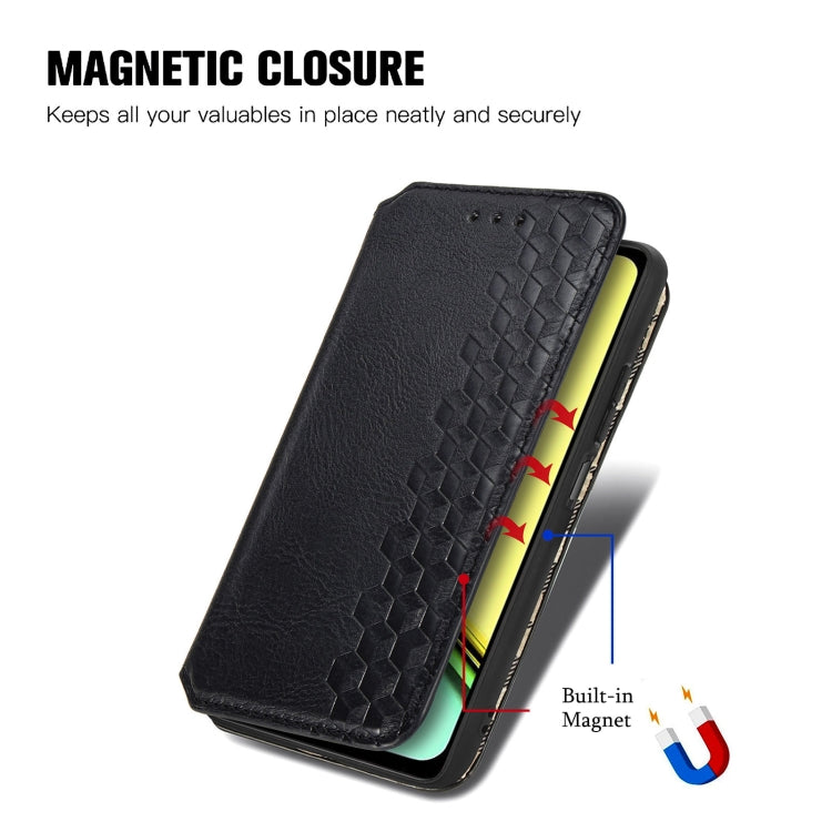For  Realme C67 4G Cubic Grid Pressed Magnetic Leather Phone Case