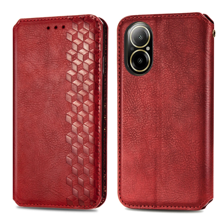 For  Realme C67 4G Cubic Grid Pressed Magnetic Leather Phone Case