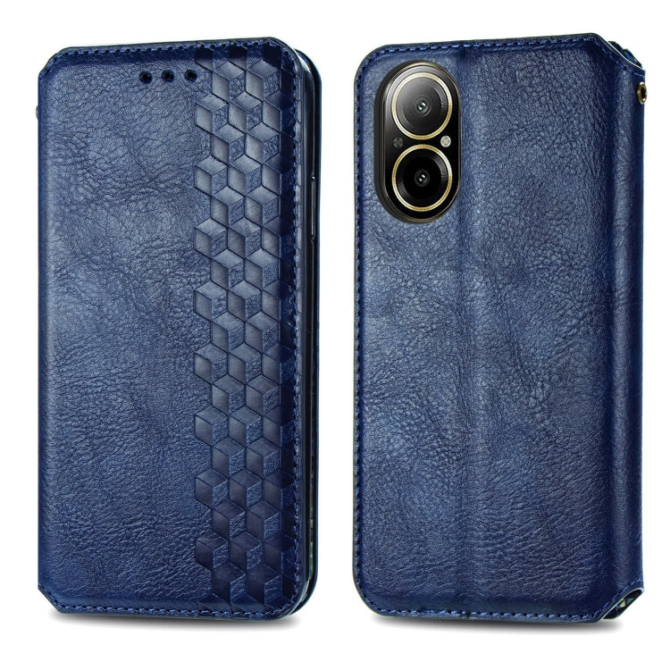 For  Realme C67 4G Cubic Grid Pressed Magnetic Leather Phone Case
