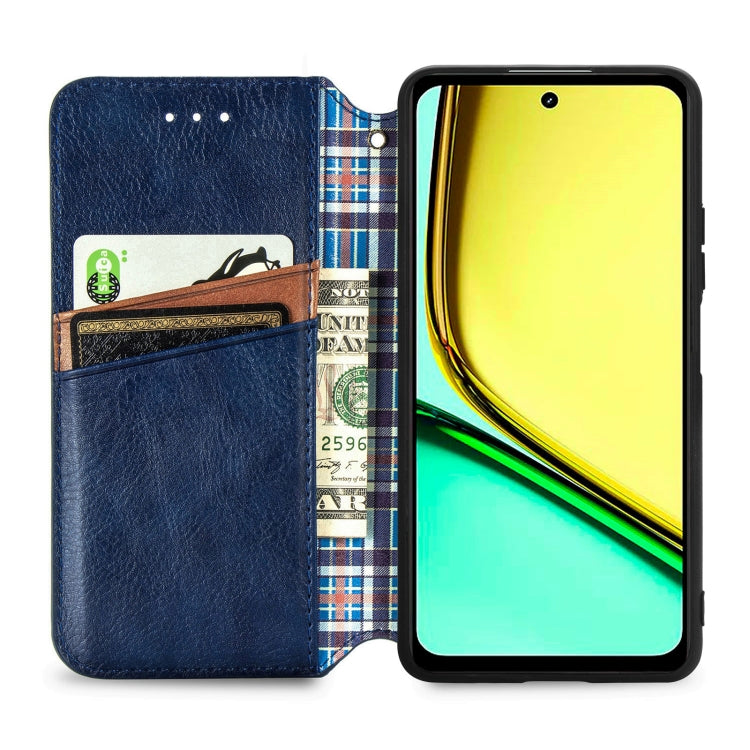 For  Realme C67 4G Cubic Grid Pressed Magnetic Leather Phone Case