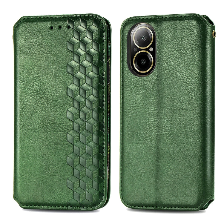 For  Realme C67 4G Cubic Grid Pressed Magnetic Leather Phone Case
