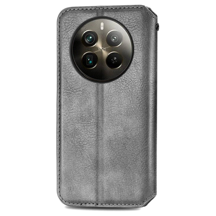 For Realme 12 Pro+ Cubic Grid Pressed Magnetic Leather Phone Case