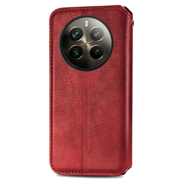 For Realme 12 Pro+ Cubic Grid Pressed Magnetic Leather Phone Case