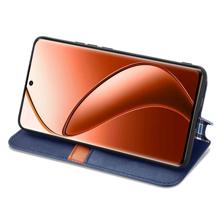 For Realme 12 Pro+ Cubic Grid Pressed Magnetic Leather Phone Case